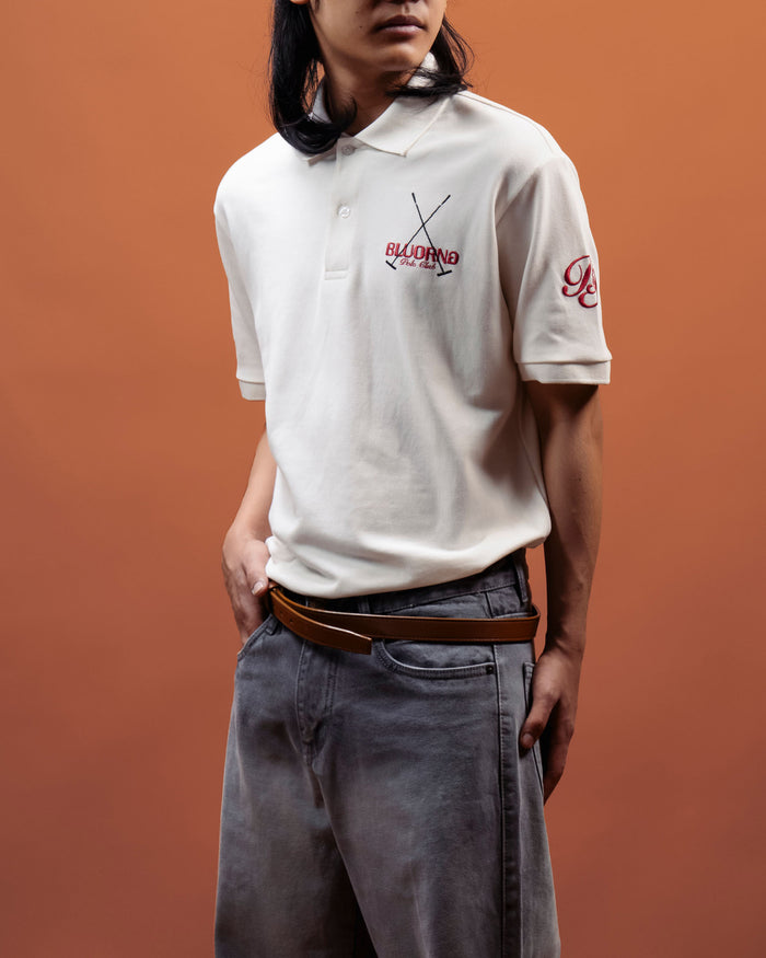 White Saddle League Polo  T-Shirt