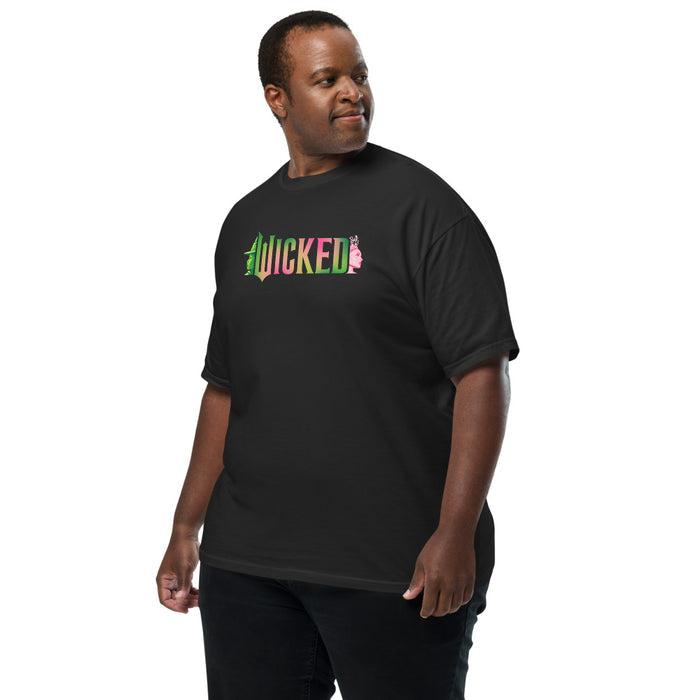 Folded black Wicked t-shirt neatly stacked with the graphic visible