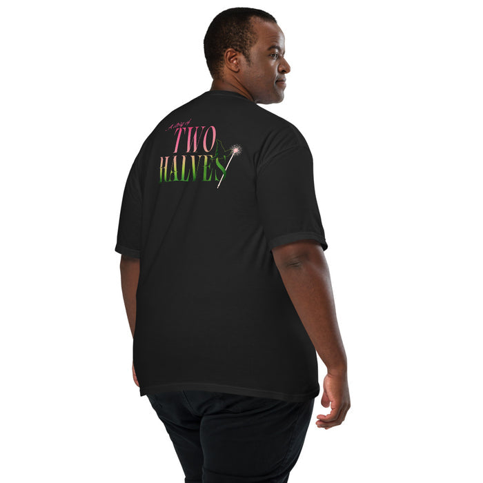 Side profile view of the relaxed fit Wicked t-shirt on a model