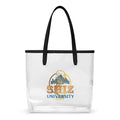 Wicked Shiz University clear tote bag showing the official university crest on transparent TPU material