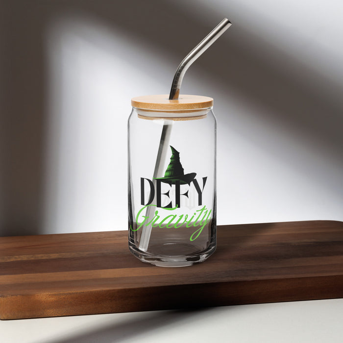 Detail shot focusing on the base and shape of the 16 oz drinking glass