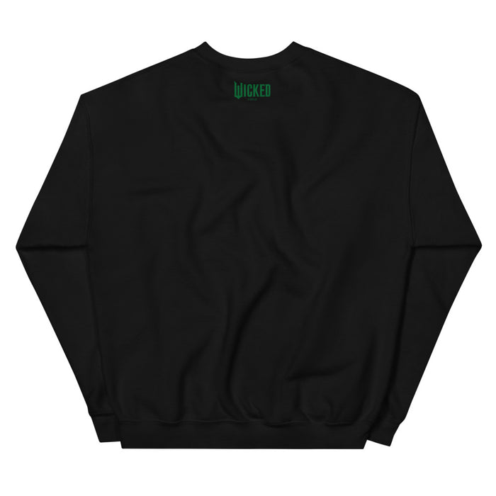Back view of the solid black crewneck sweatshirt