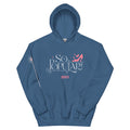 Wicked So Popular hoodie shown from the front view in indigo blue