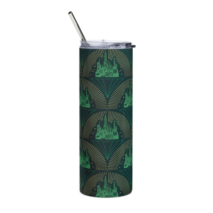 Close-up shot highlighting the included straw and lid fitting snugly on the 20 oz Wicked tumbler