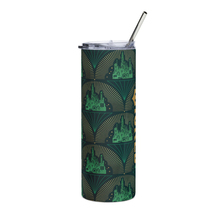 Angled view of the Wicked drinkware displaying its sleek cylindrical shape and polished finish
