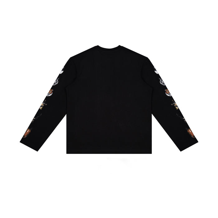 Premium oversized black full-sleeve streetwear graphic tee