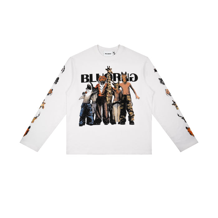 White premium oversized full-sleeve t-shirt Wild Bunch graphic