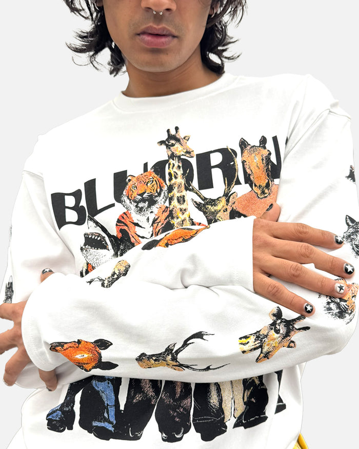 Premium white full-sleeve oversized t-shirt reverse wash print