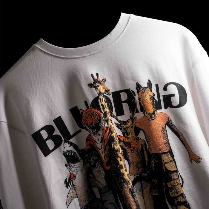 White premium oversized long sleeve Wild Bunch statement tee