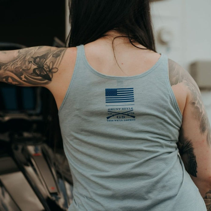 Women's Ammo Flag 2.0 Flowy Tank - Stonewash Denim