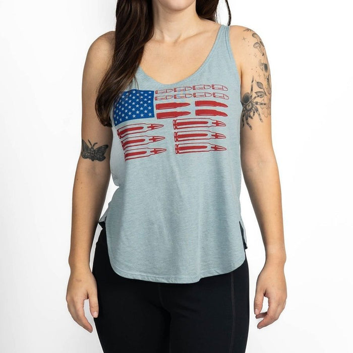 Women's Ammo Flag 2.0 Flowy Tank - Stonewash Denim
