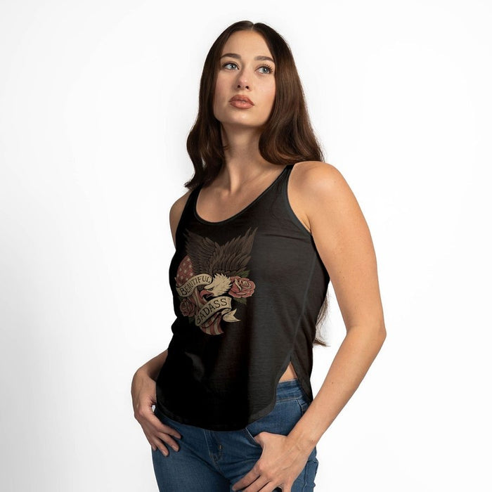 Women's Beautiful Badass Revolution Flowy Tank - Black