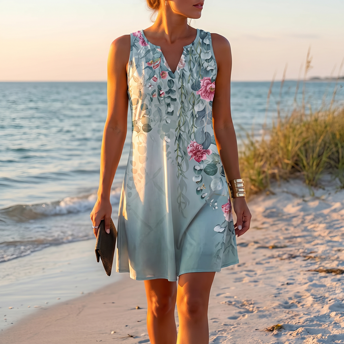 Women's Dresses Summer Fashion Stitching V Neck Loose Bohemian Vacation Woman Basic sleeveless Vestidos