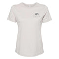 Light grey short-sleeve t-shirt with a dark grey First Lite logo on the left chest.