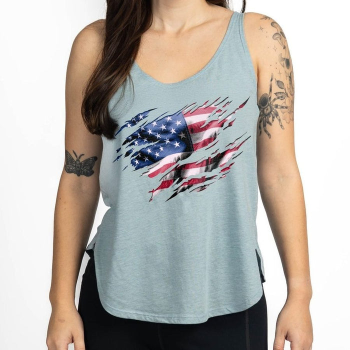 Women's Still Standing Flowy Tank - Stonewash Denim