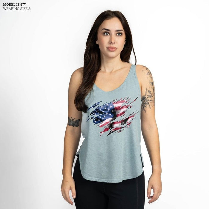 Women's Still Standing Flowy Tank - Stonewash Denim