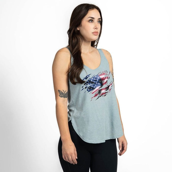 Women's Still Standing Flowy Tank - Stonewash Denim