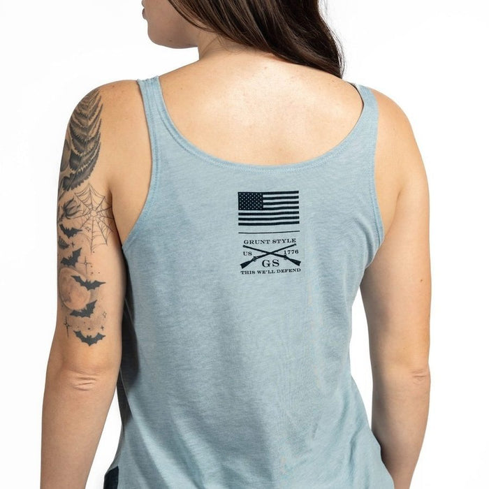 Women's Still Standing Flowy Tank - Stonewash Denim