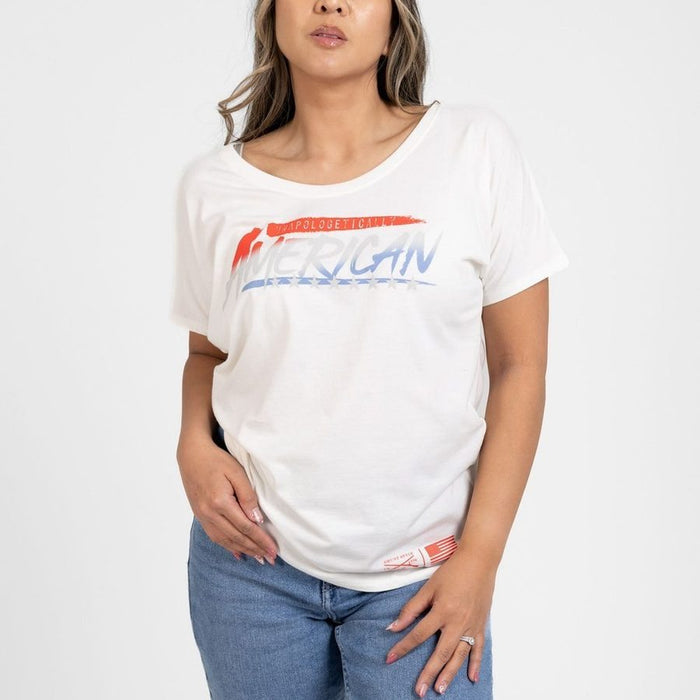 Grunt style Women's Unapologetically American Slouchy T-Shirt - White