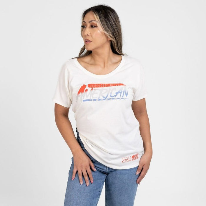 Grunt style Women's Unapologetically American Slouchy T-Shirt - White