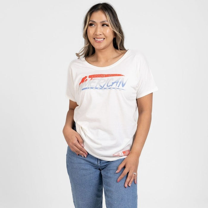 Grunt style Women's Unapologetically American Slouchy T-Shirt - White