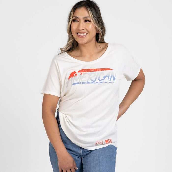 Grunt style Women's Unapologetically American Slouchy T-Shirt - White