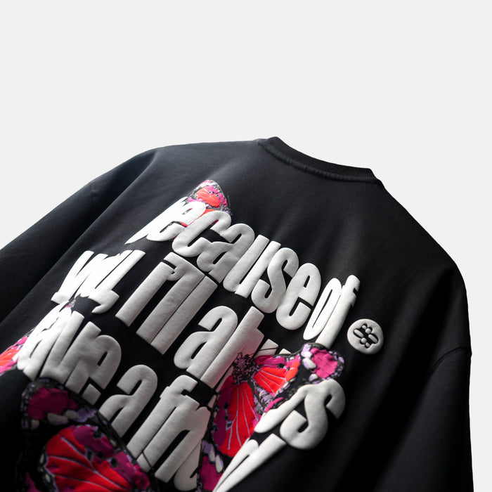 Black premium oversized t-shirt with contrast puff print